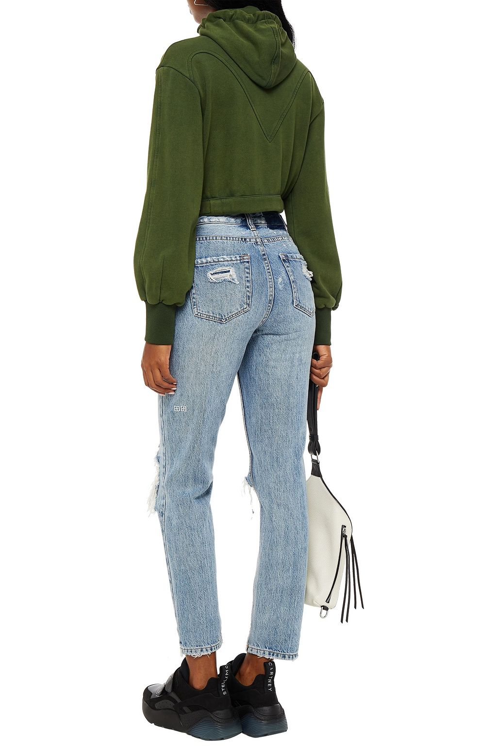 RETROFÊTE Cropped French cotton-terry hooded jacket