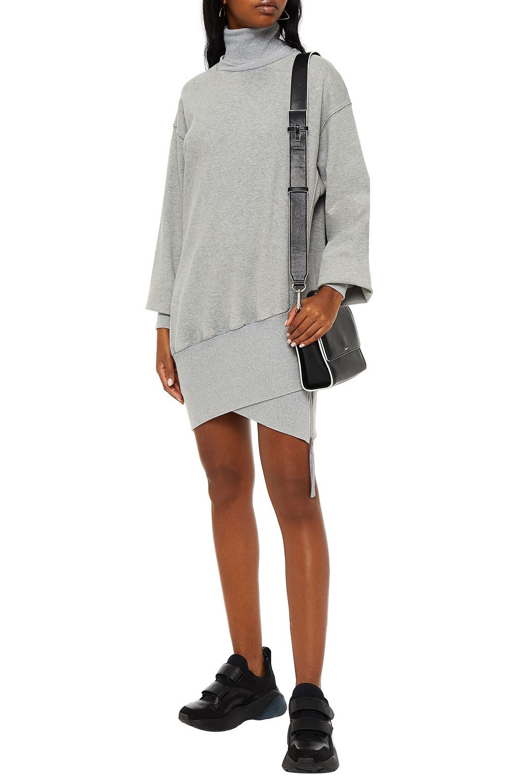 RETROFÊTE Desreen French cotton-terry turtleneck mini dress