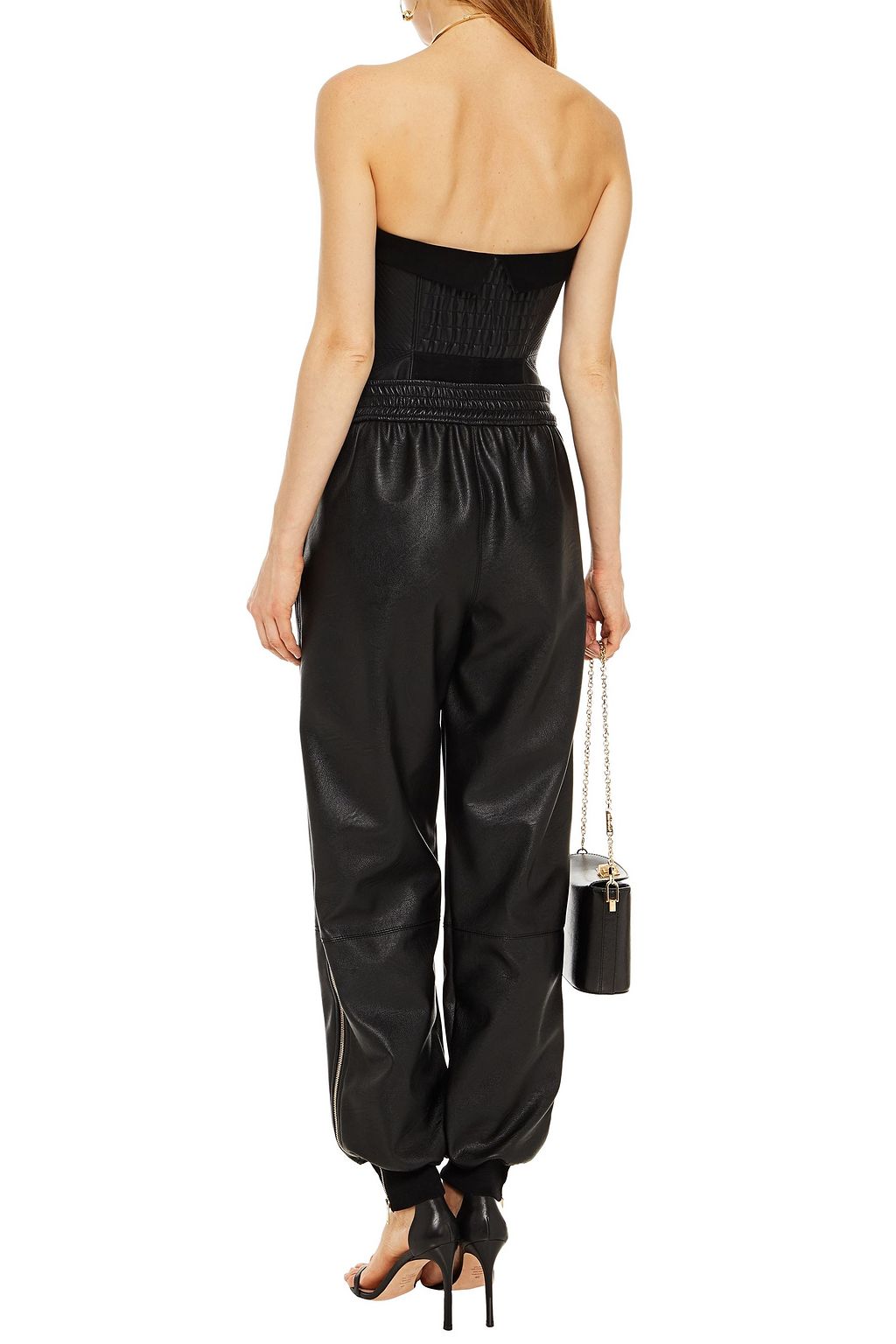 RETROFÊTE Strapless leather bustier top