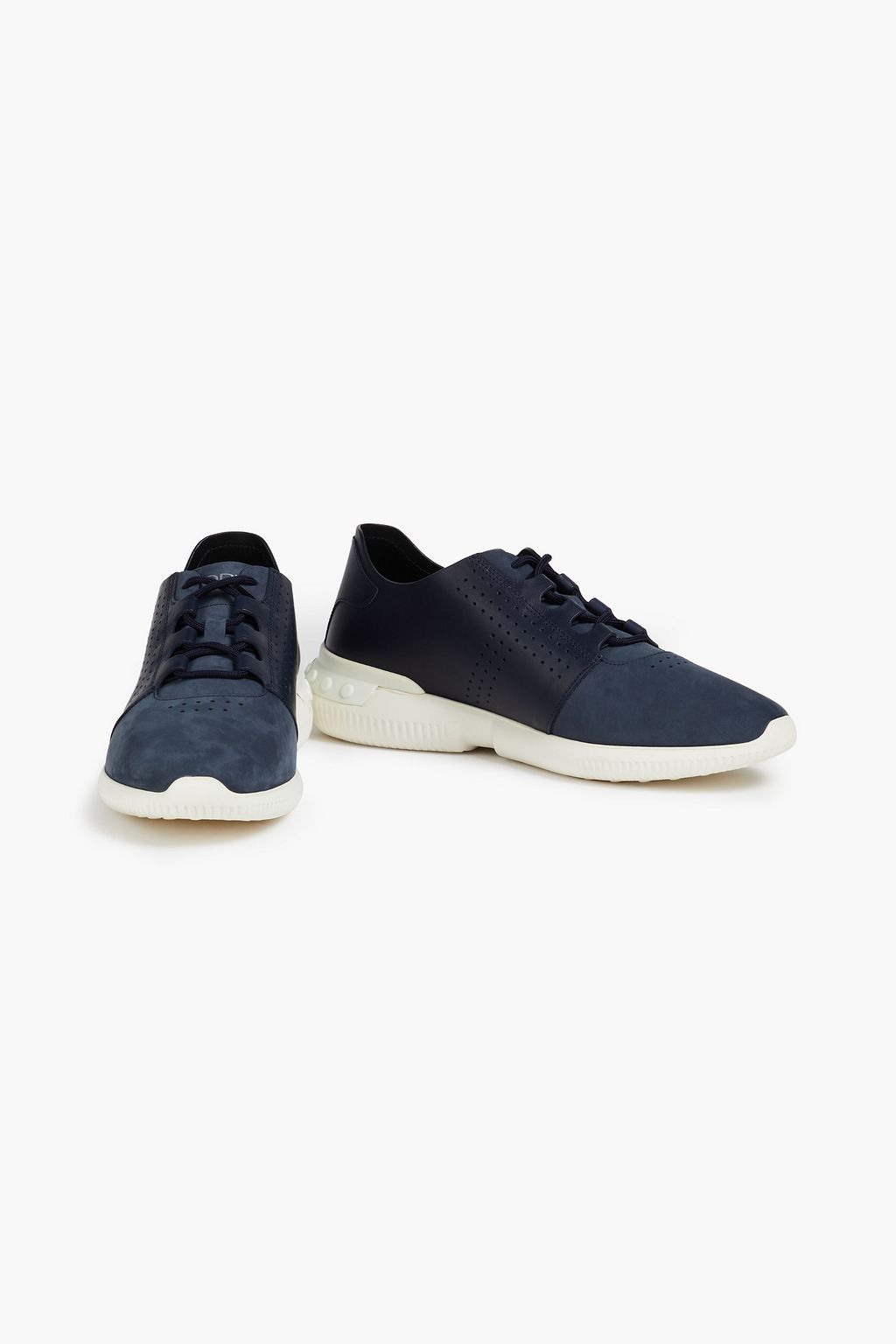 TOD'S Gommino perforated leather and suede sneakers
