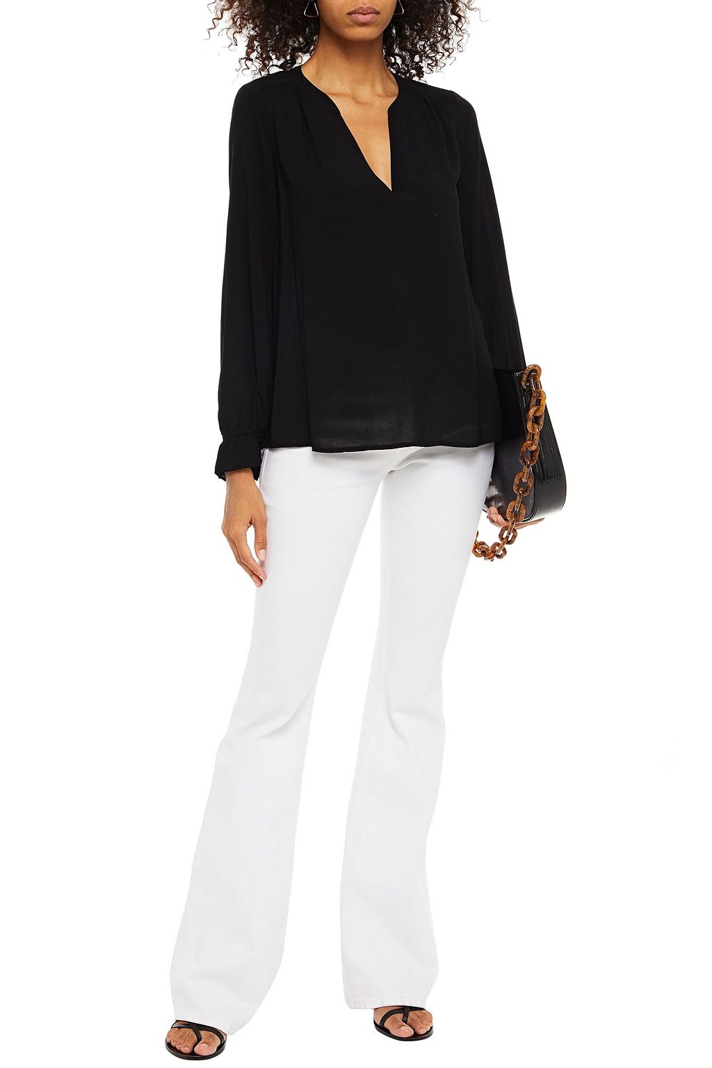 VELVET BY GRAHAM & SPENCER Marlena gathered voile blouse