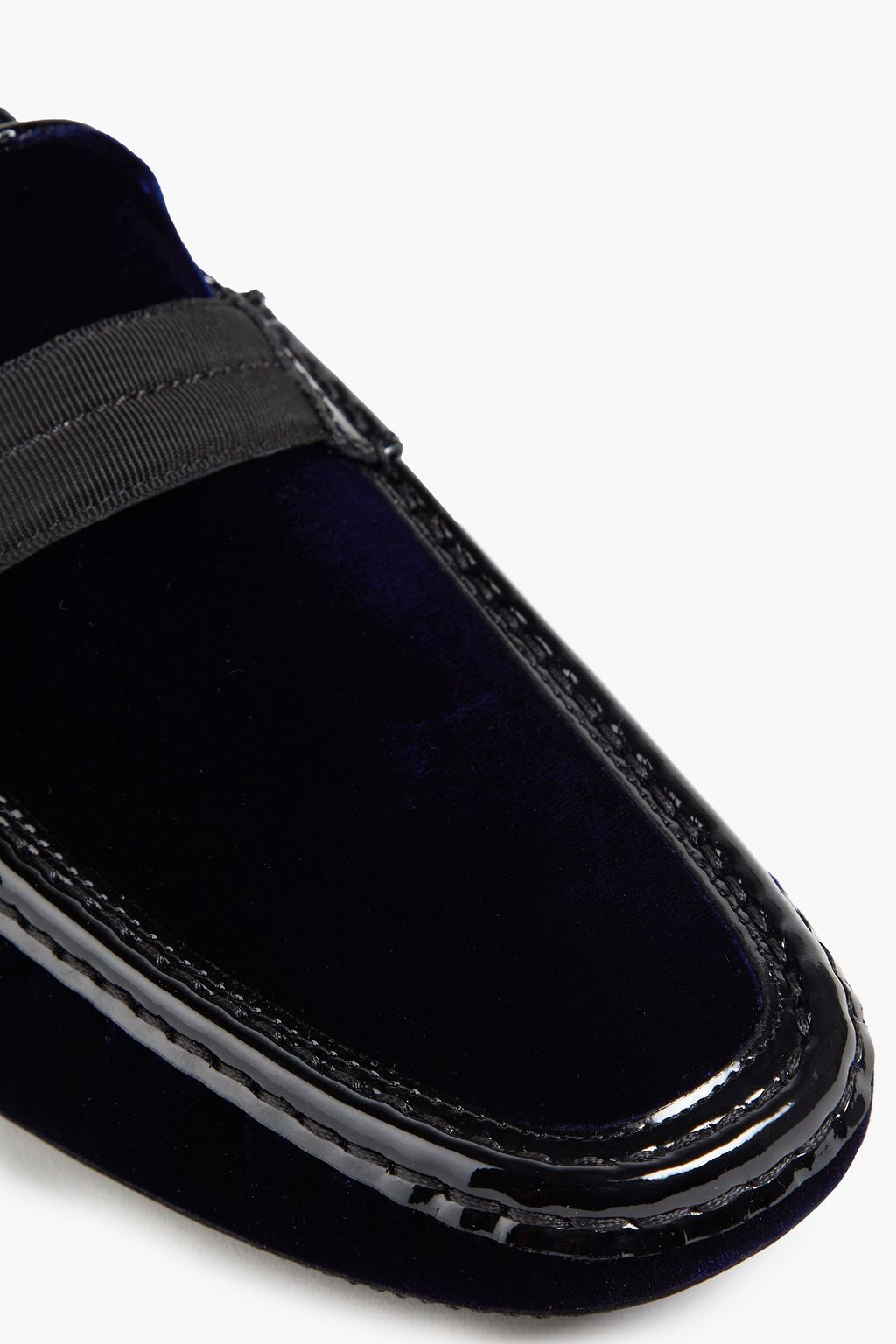 TOD'S Gommino patent leather-trimmed velvet driving shoes