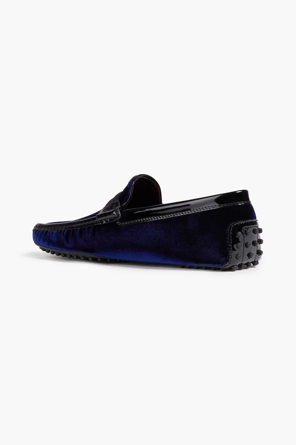 TOD'S Gommino patent leather-trimmed velvet driving shoes