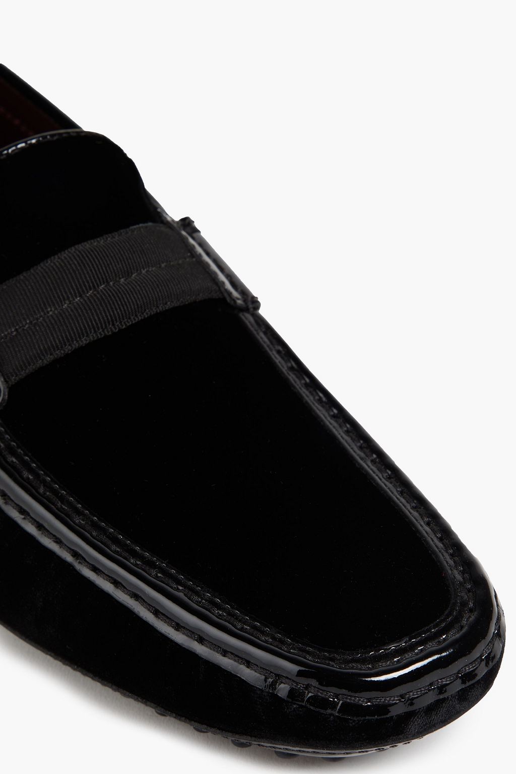 TOD'S Gommino patent leather-trimmed velvet driving shoes
