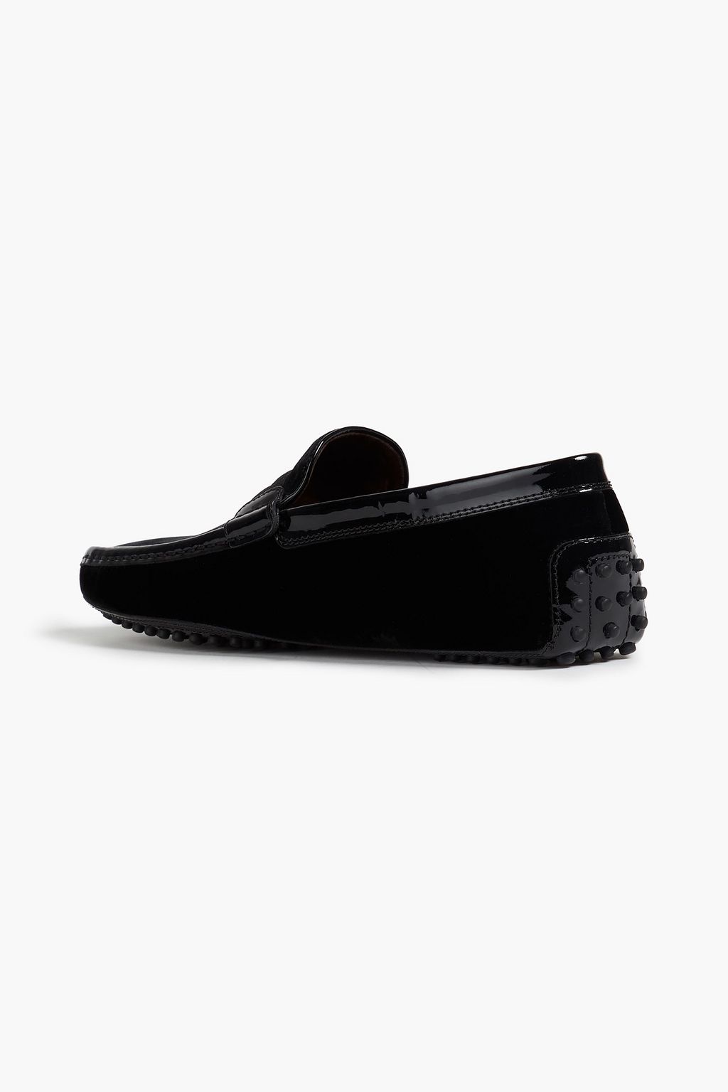 TOD'S Gommino patent leather-trimmed velvet driving shoes