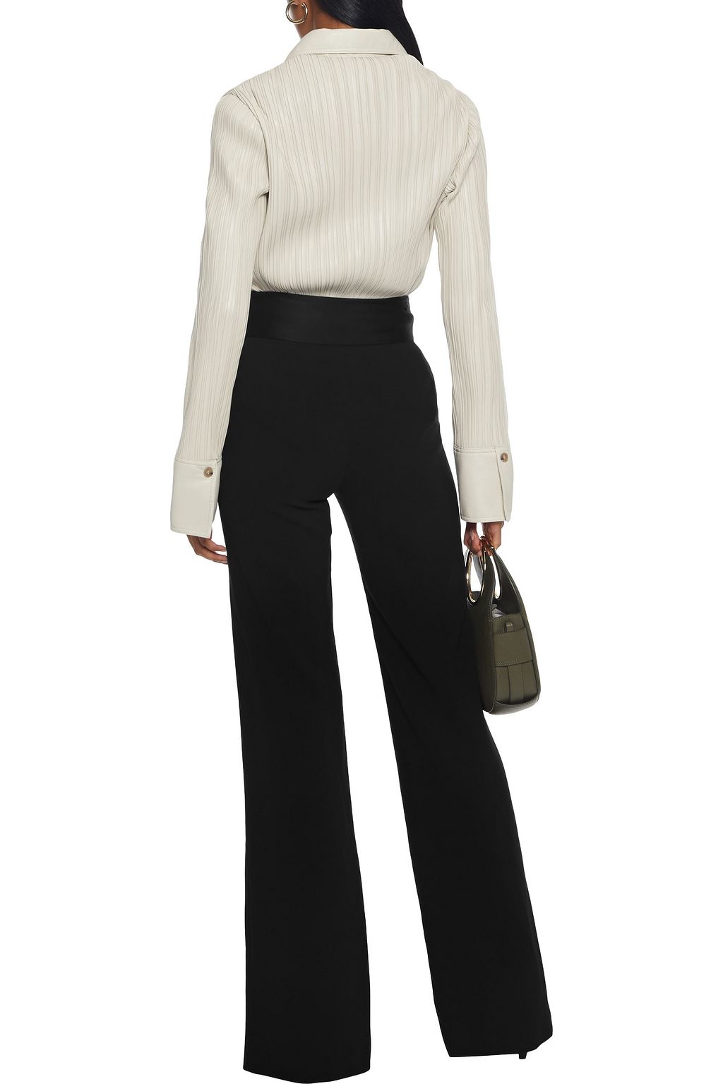 SIMKHAI Satin-trimmed crepe straight-leg pants