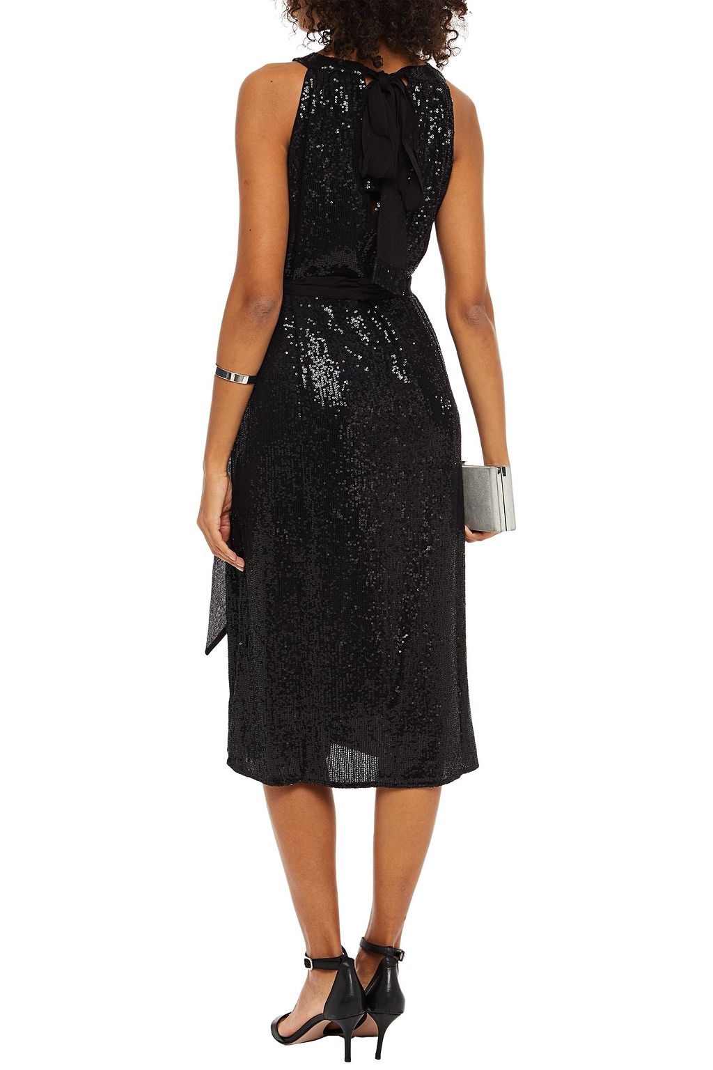 VELVET BY GRAHAM & SPENCER Yasmeen gathered sequined chiffon midi dress