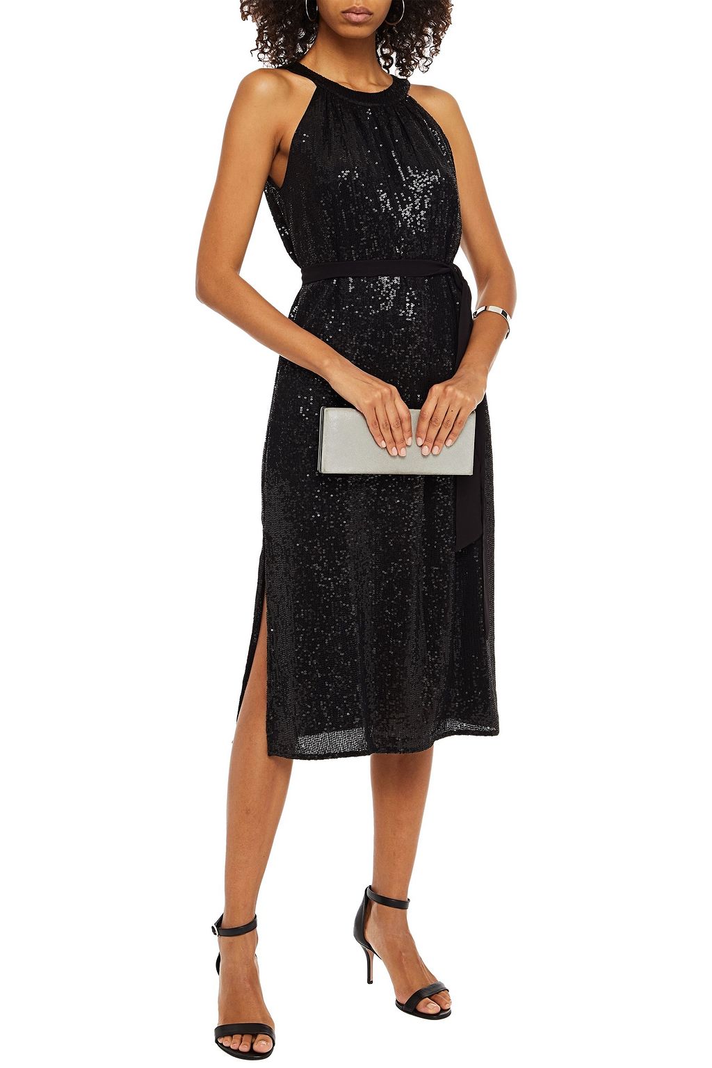VELVET BY GRAHAM & SPENCER Yasmeen gathered sequined chiffon midi dress