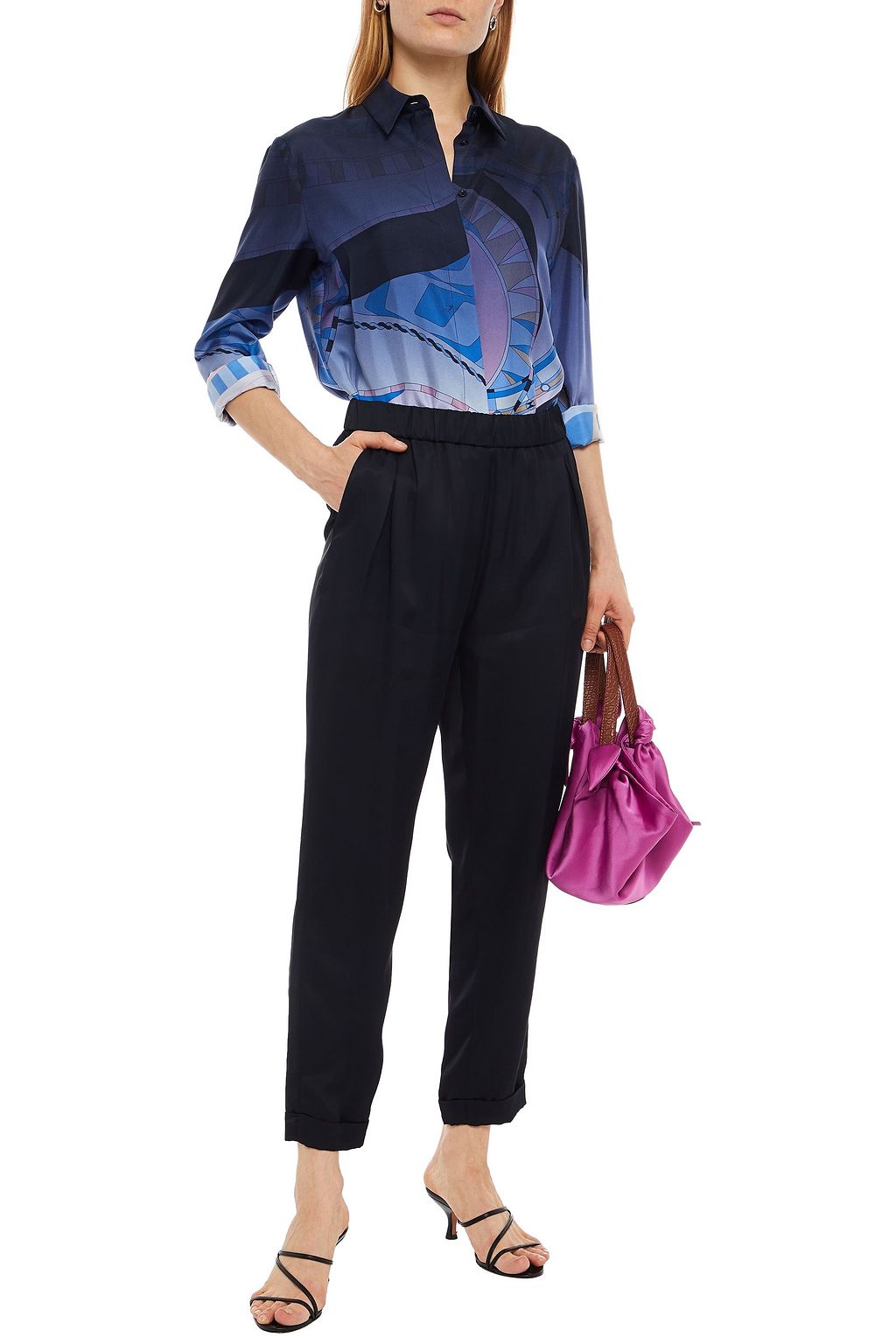 PUCCI Cropped satin tapered pants