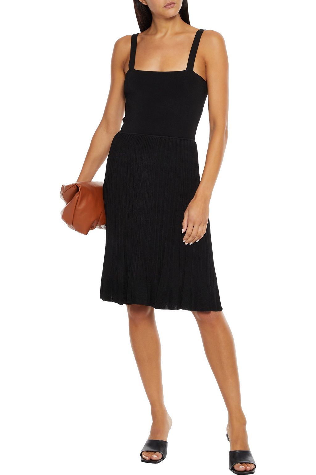 Black Pleated knitted dress | THEORY 