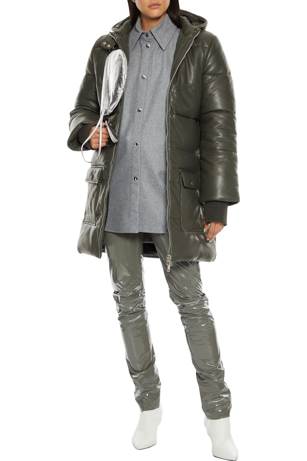WALTER BAKER Robert quilted leather hooded coat