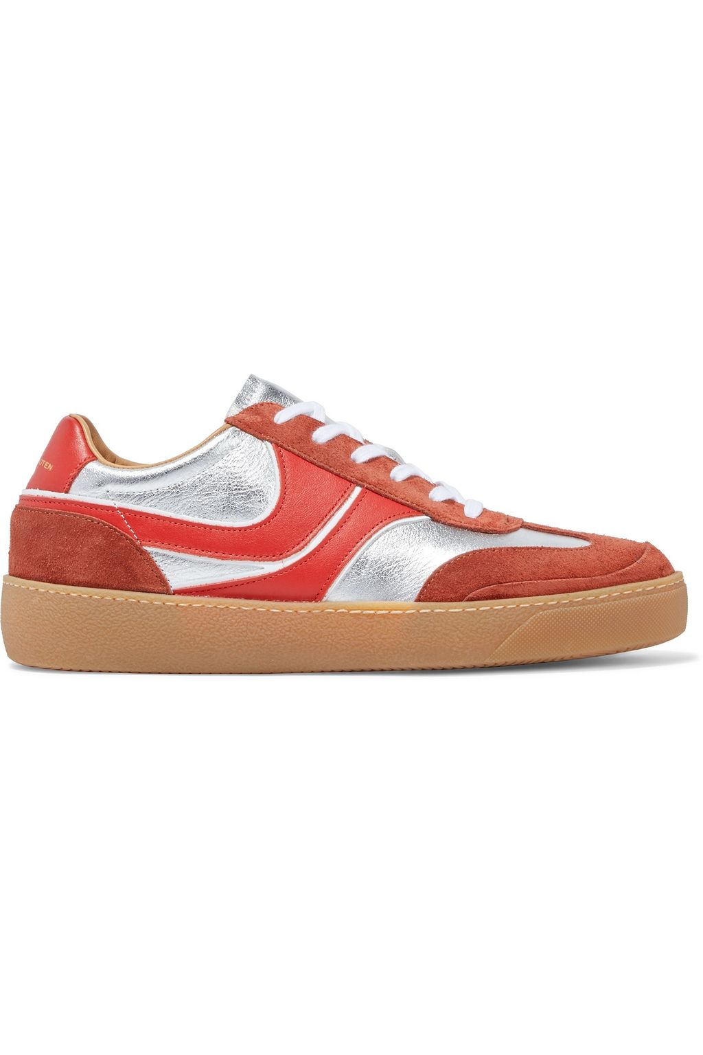 Silver Leather and suede sneakers | Sale up to 70% off | THE OUTNET | DRIES  VAN NOTEN | THE OUTNET