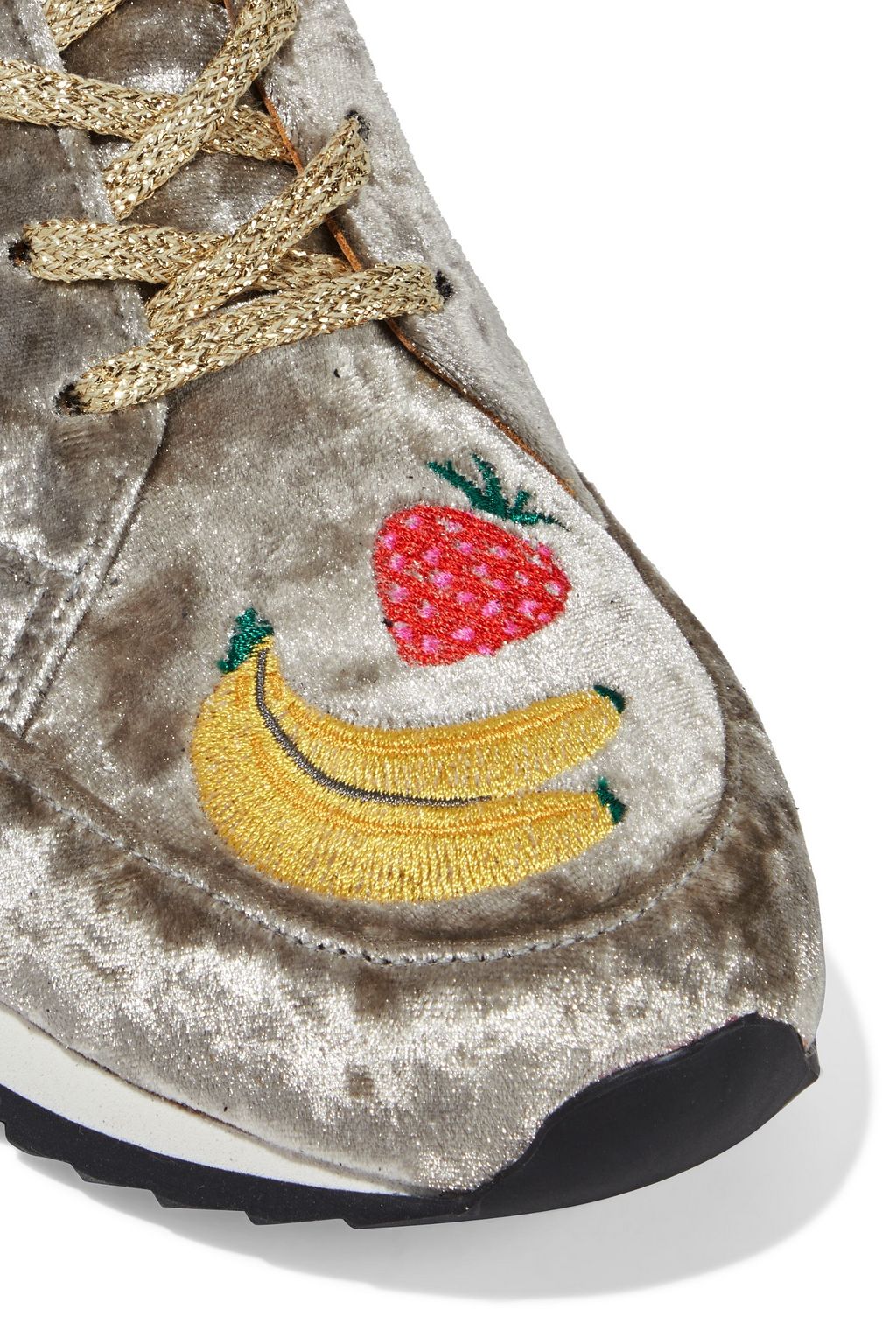 CHARLOTTE OLYMPIA Work It embroidered crushed-velvet sneakers