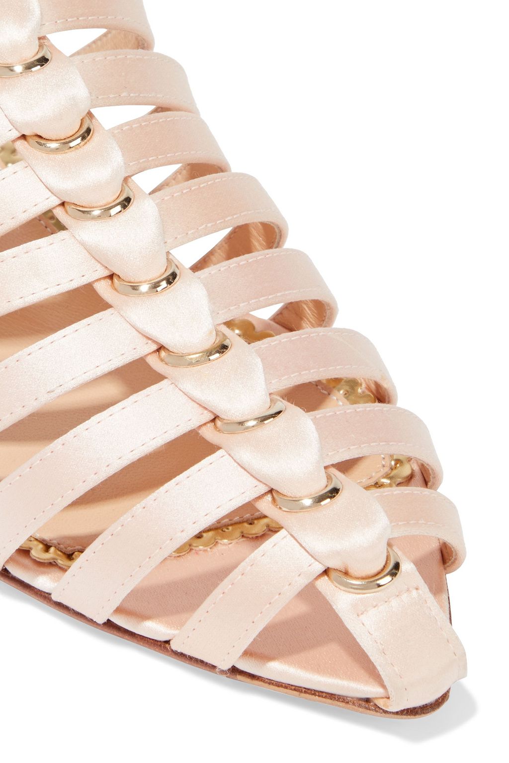 CHARLOTTE OLYMPIA Anya ring-embellished satin slippers