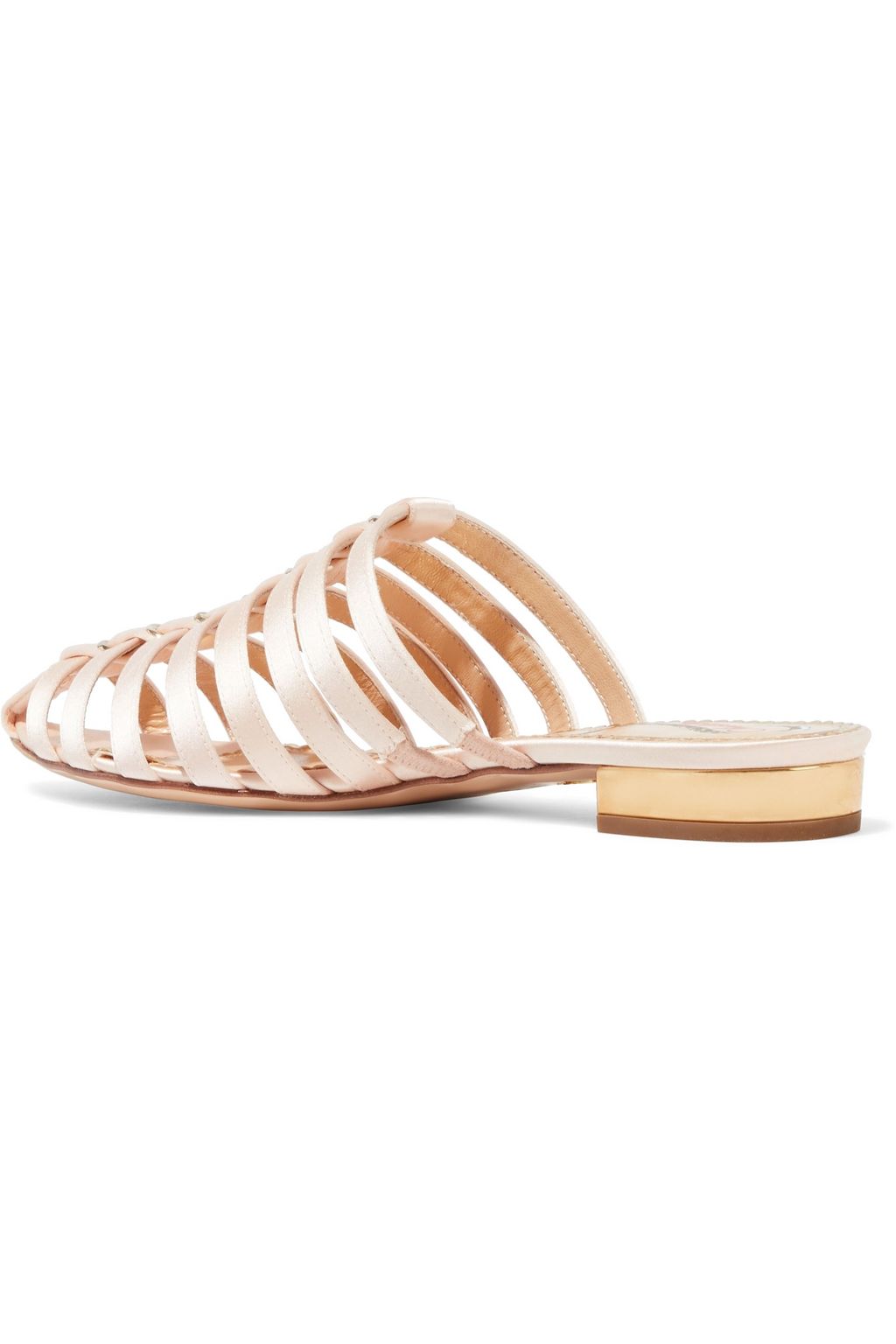 CHARLOTTE OLYMPIA Anya ring-embellished satin slippers