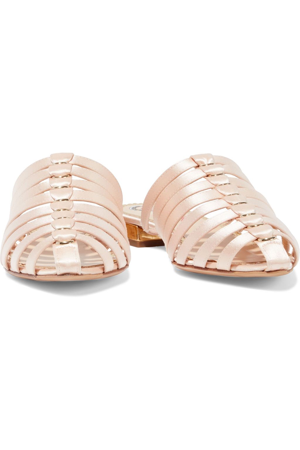 CHARLOTTE OLYMPIA Anya ring-embellished satin slippers