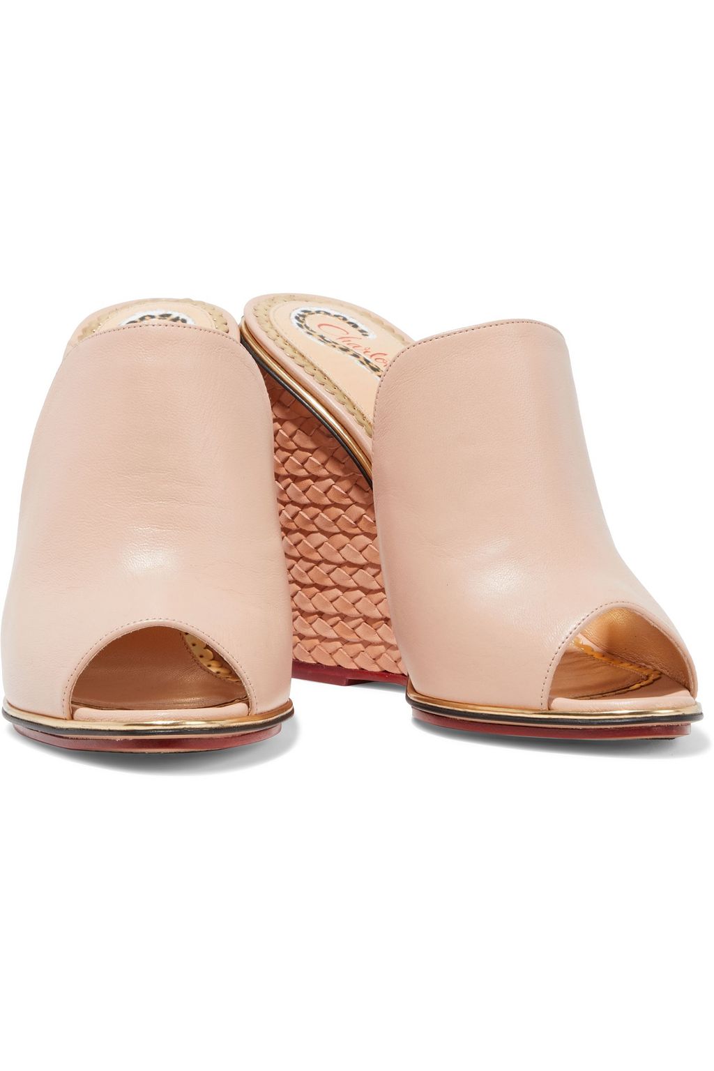 CHARLOTTE OLYMPIA Gail leather wedge mules