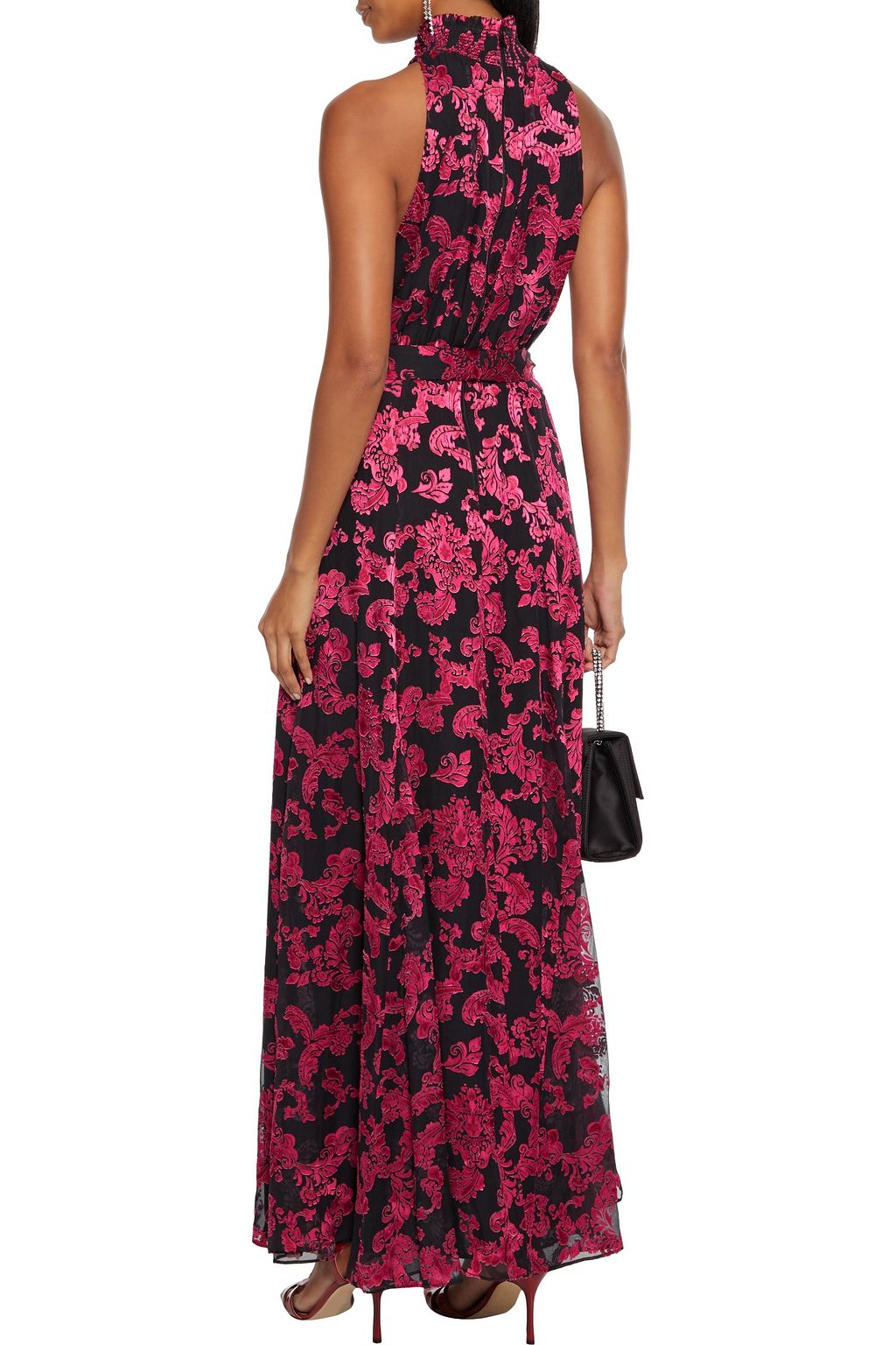 ALICE + OLIVIA Dita belted printed burnout satin maxi dress