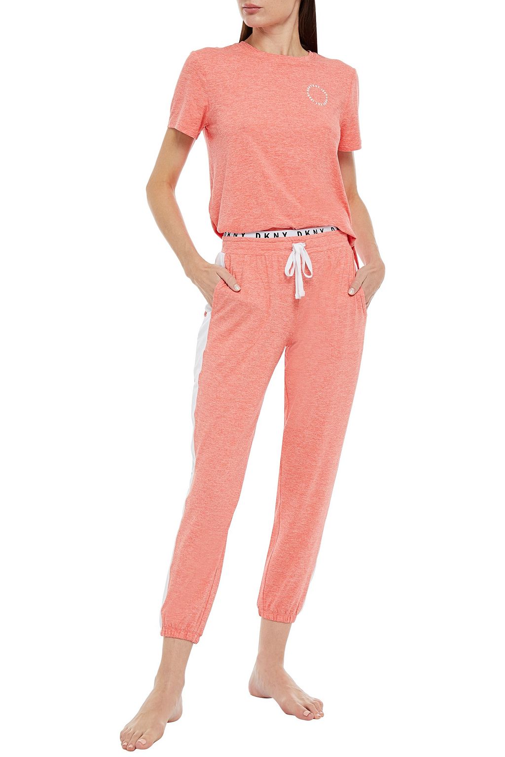 DKNY Striped mélange stretch-jersey pajama pants