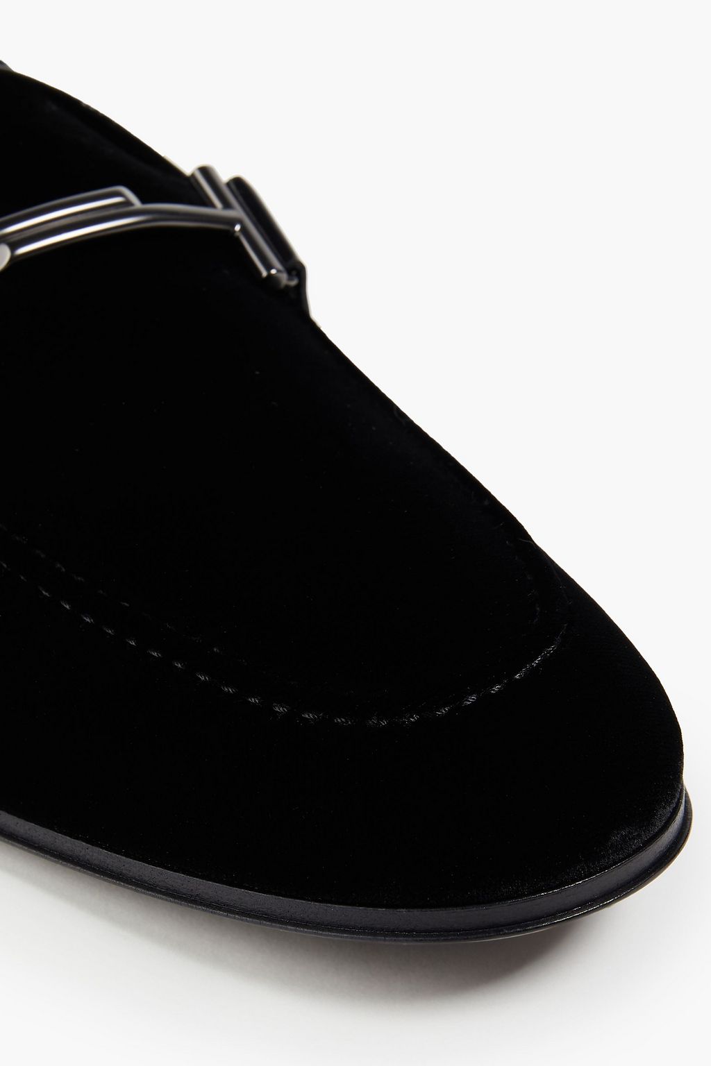 TOD'S Leather-trimmed velvet loafers