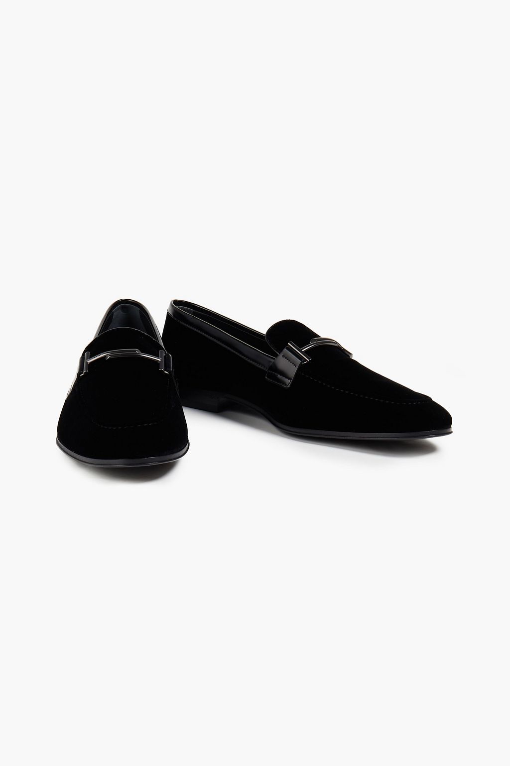 TOD'S Leather-trimmed velvet loafers