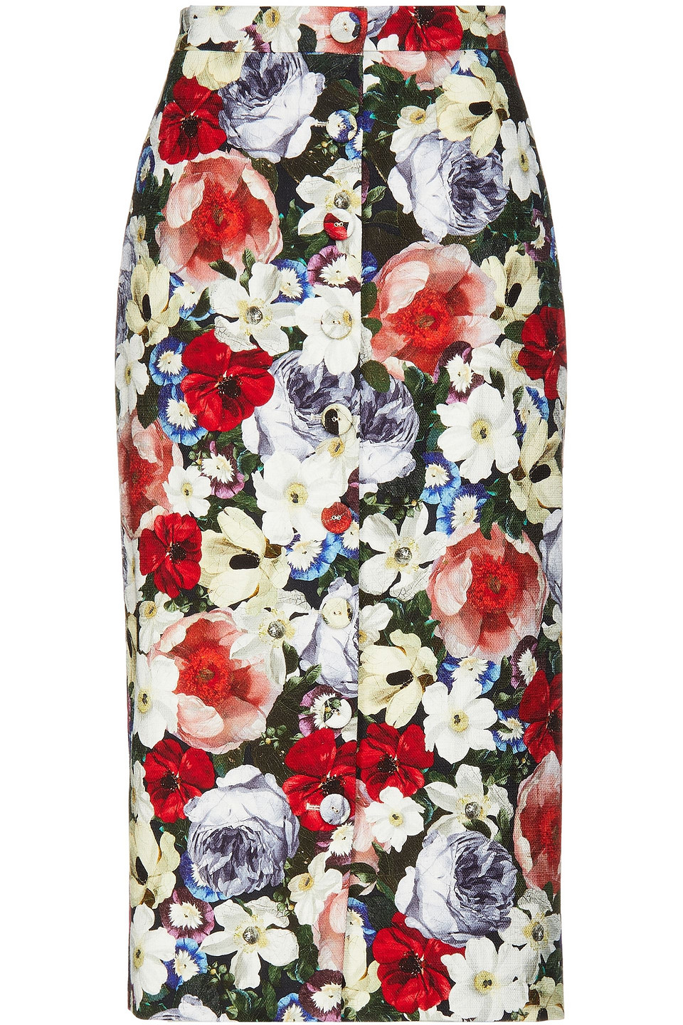 Erdem Woman Button-embellished Cotton-blend Canvas Midi Skirt Black Size 10