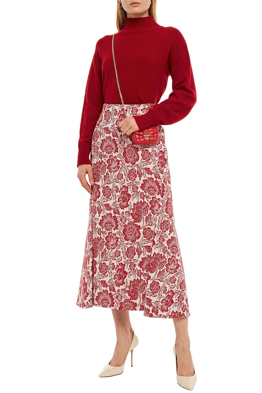 ERDEM Floral-jacquard midi skirt