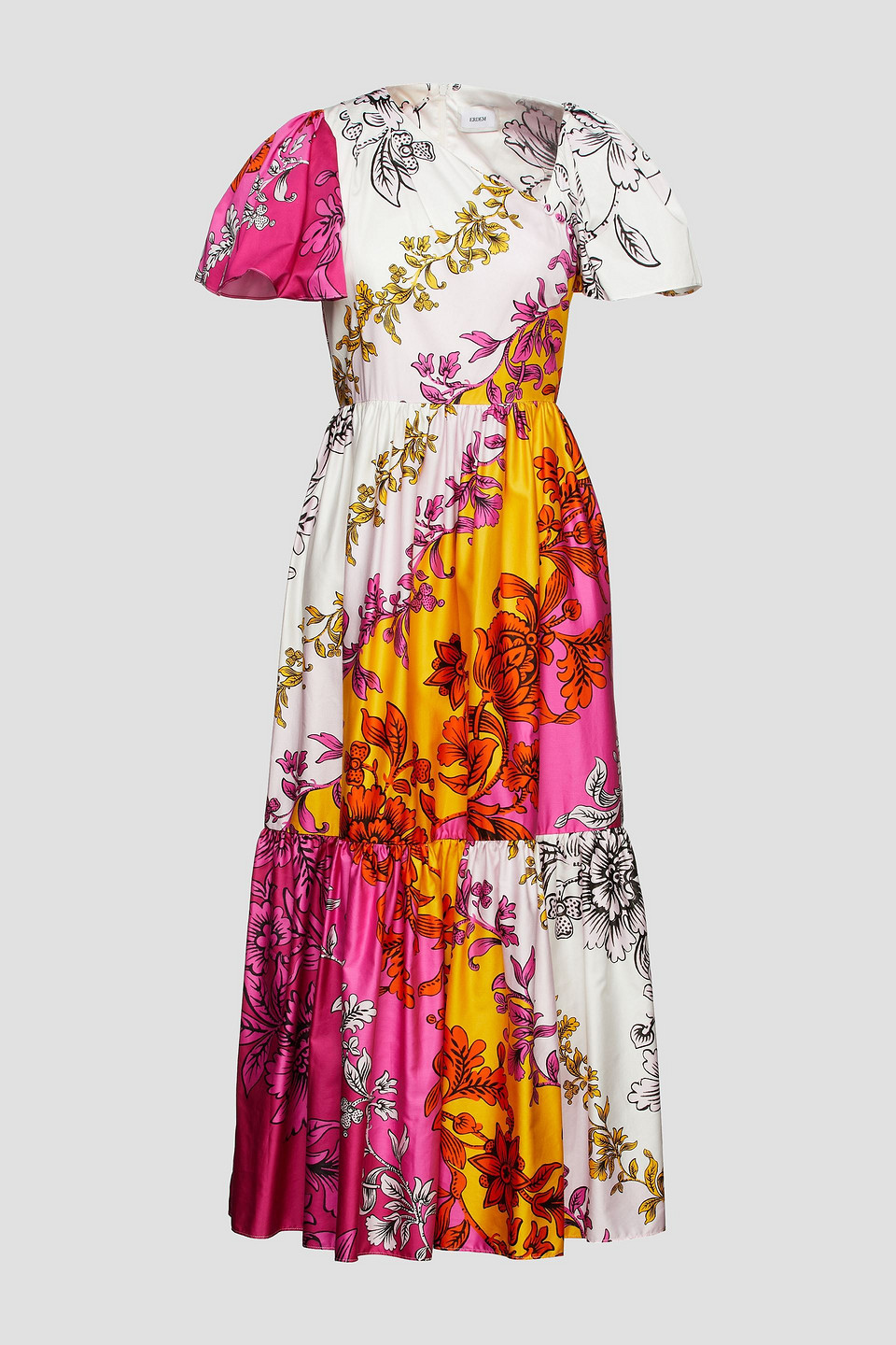Erdem Woman Palomina Tiered Floral-print Cotton-sateen Midi Dress White Size 8