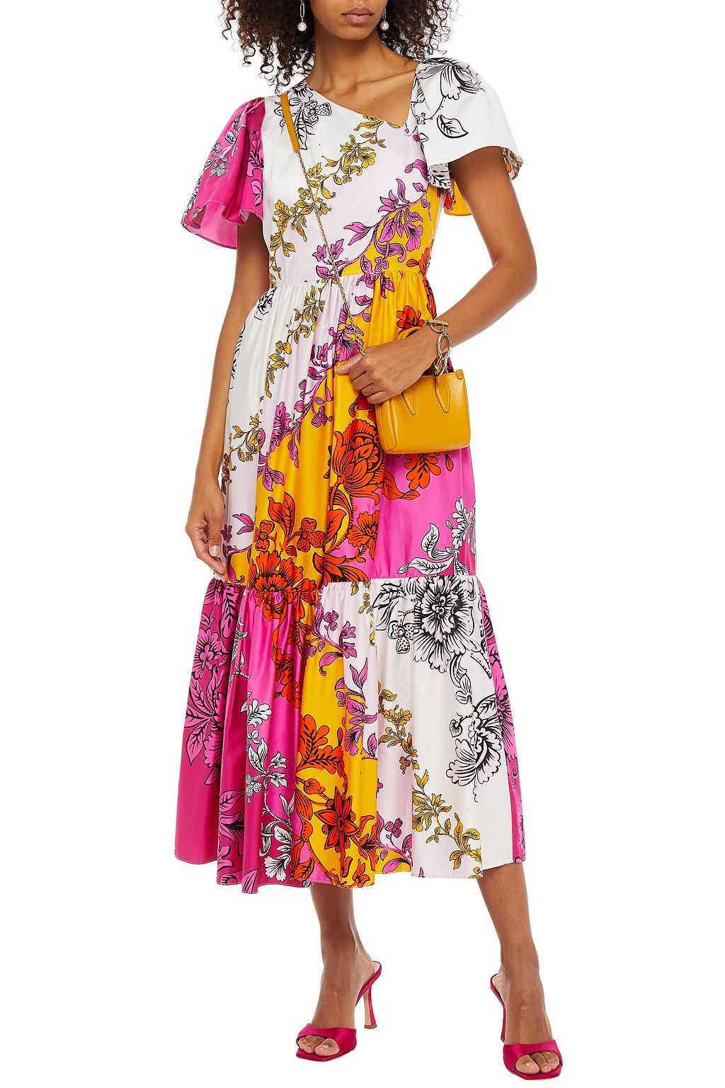 ERDEM Palomina tiered floral-print cotton-sateen midi dress