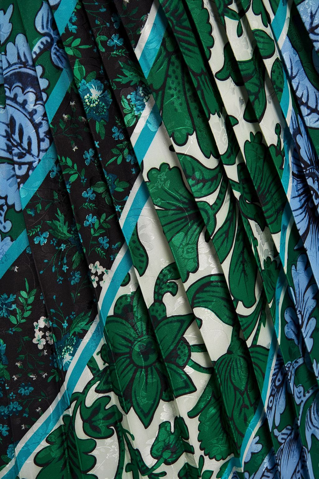 ERDEM Pleated satin-jacquard midi skirt