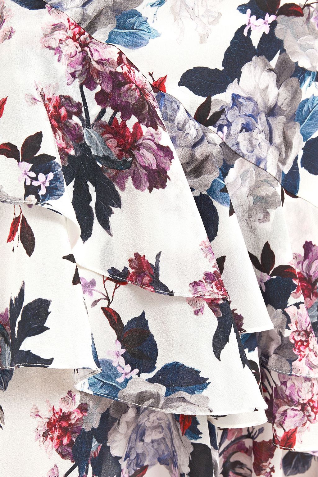 ERDEM Antoinette asymmetric tiered floral-print silk crepe de chine skirt
