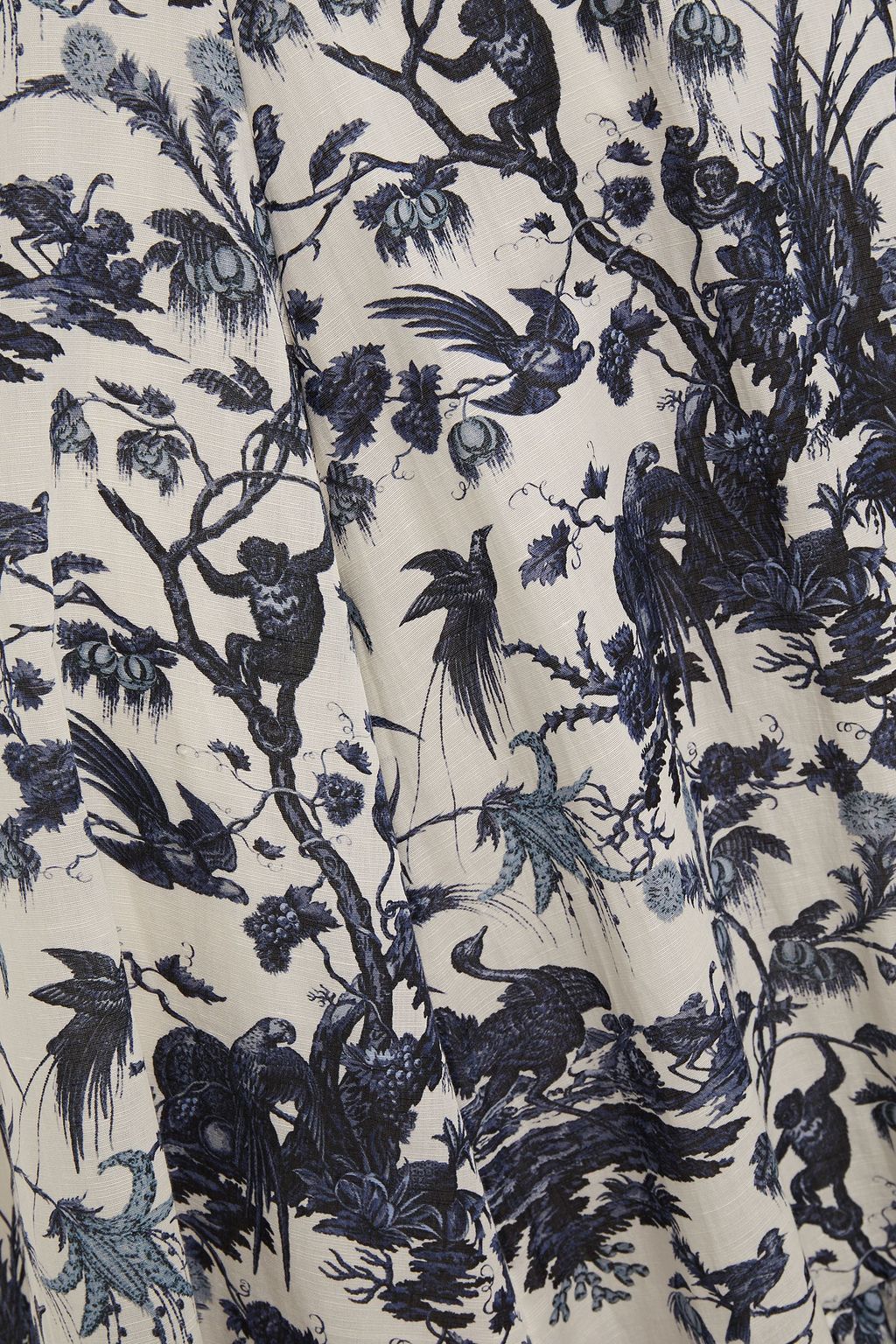 ERDEM Tiered printed cotton and linen-blend maxi skirt