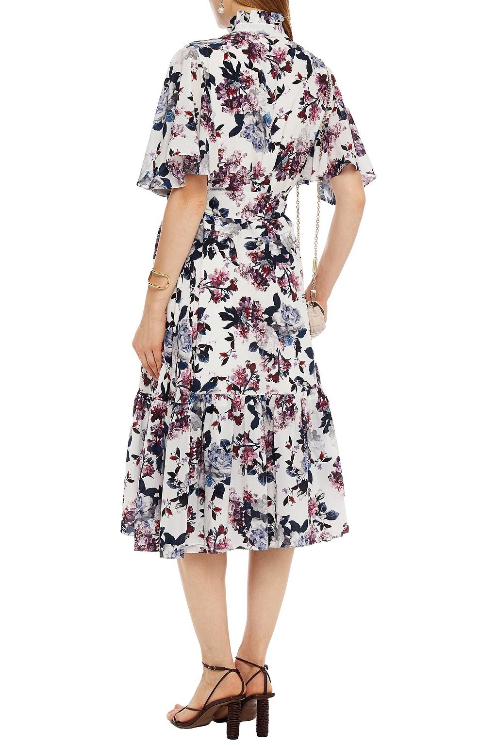 ERDEM Stefanna belted floral-print silk crepe de chine midi dress