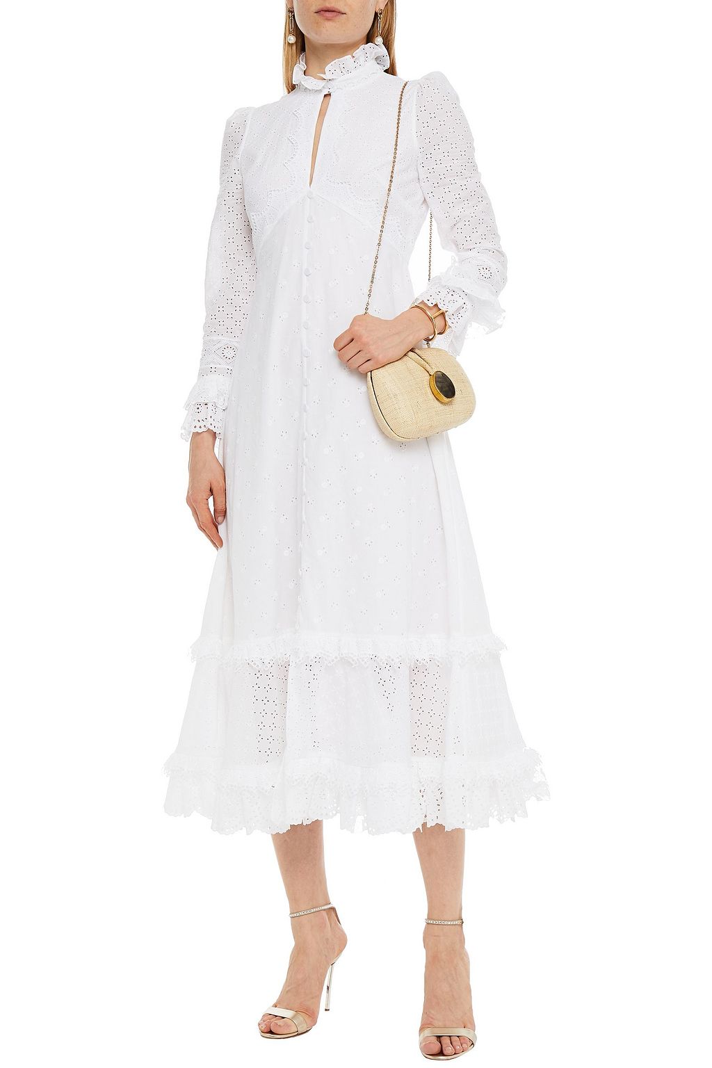ERDEM Miguella embellished broderie anglaise cotton midi dress