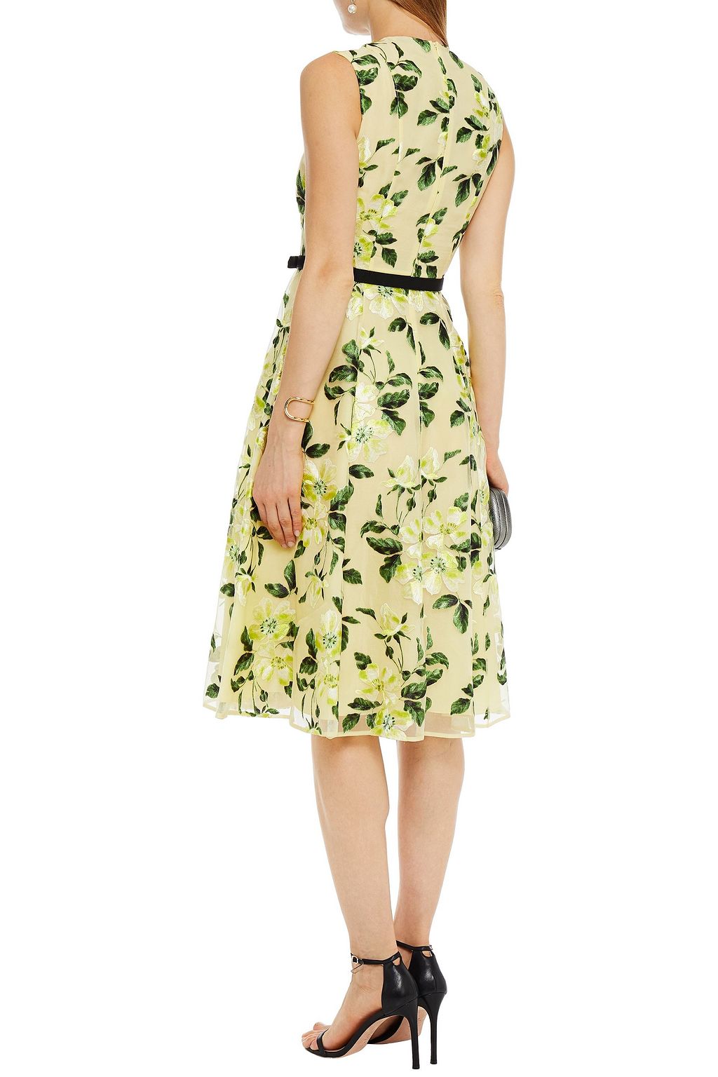 ERDEM Farrah belted embroidered silk-organza midi dress