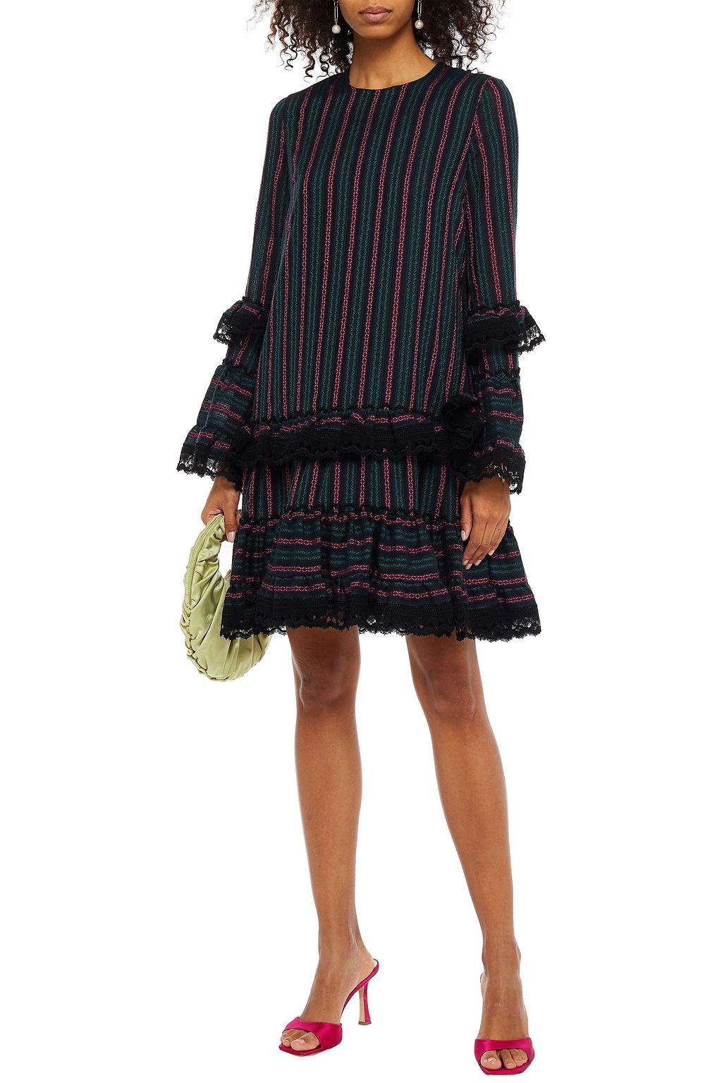 ERDEM Maximilla embroidered ruffled cotton-blend gauze dress