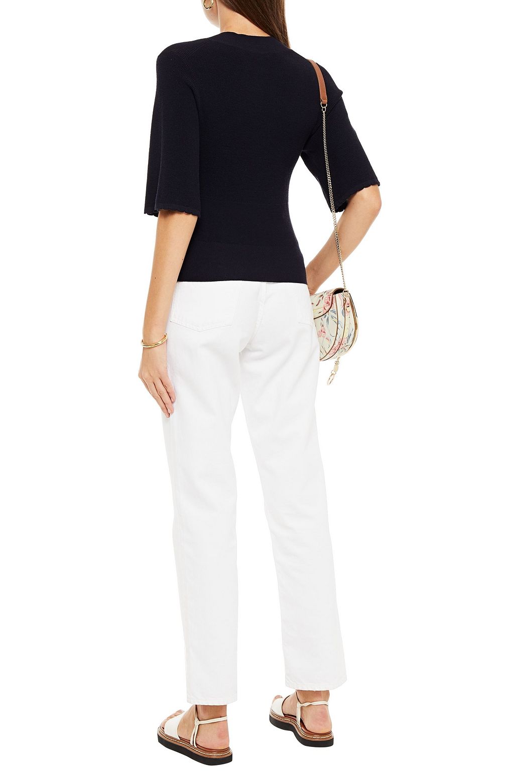 SEE BY CHLOÉ Scalloped stretch-knit polo shirt