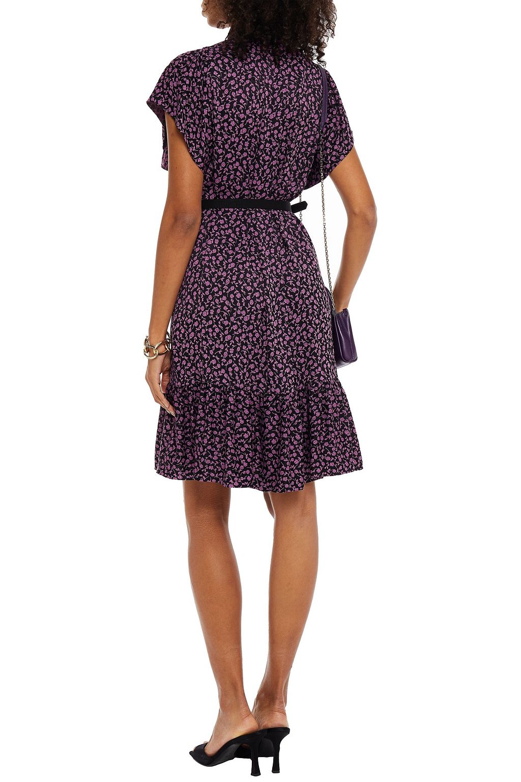 ERDEM Lalique belted floral-jacquard mini dress