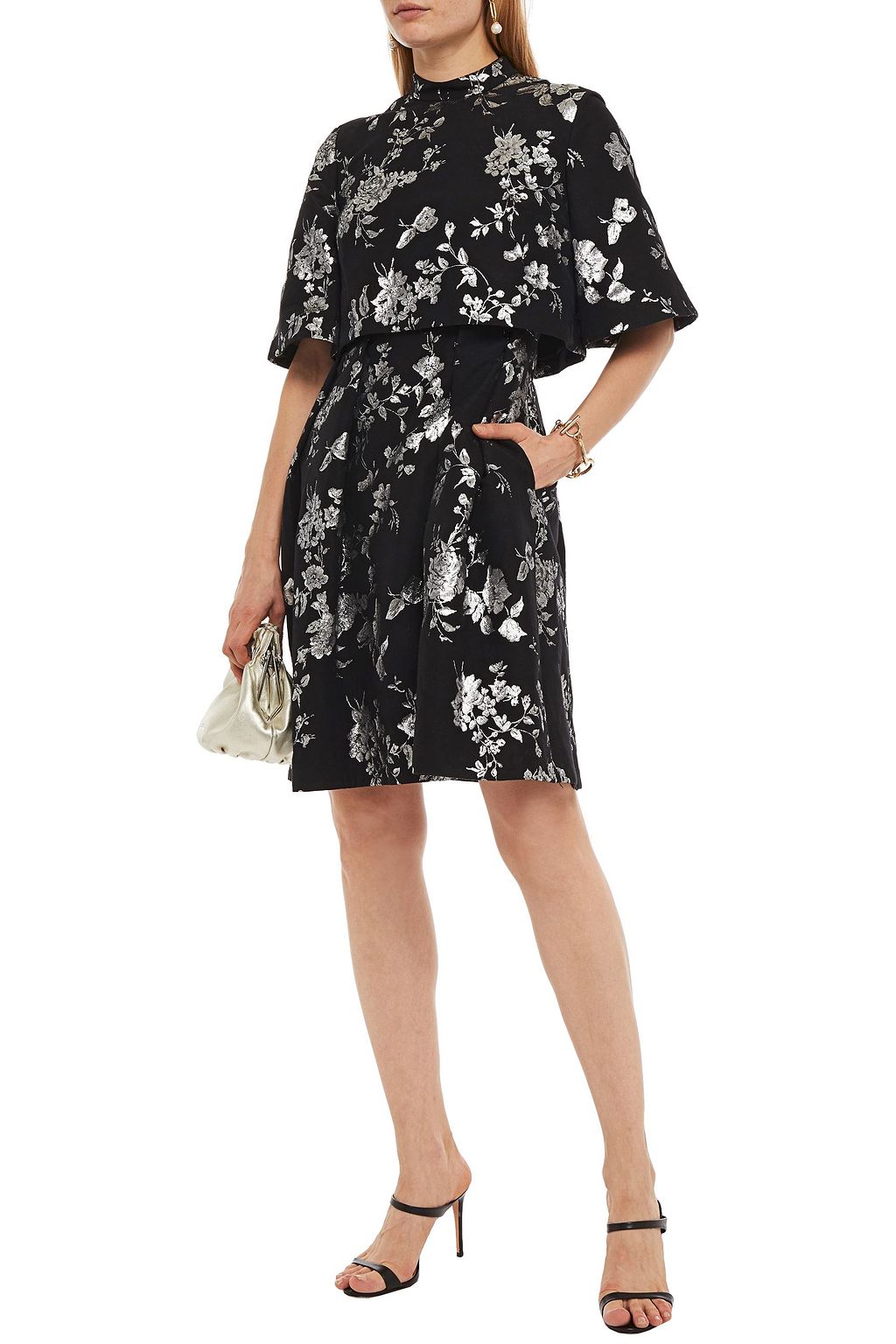 ERDEM Favilla floral-print metallic cotton-blend jacquard dress
