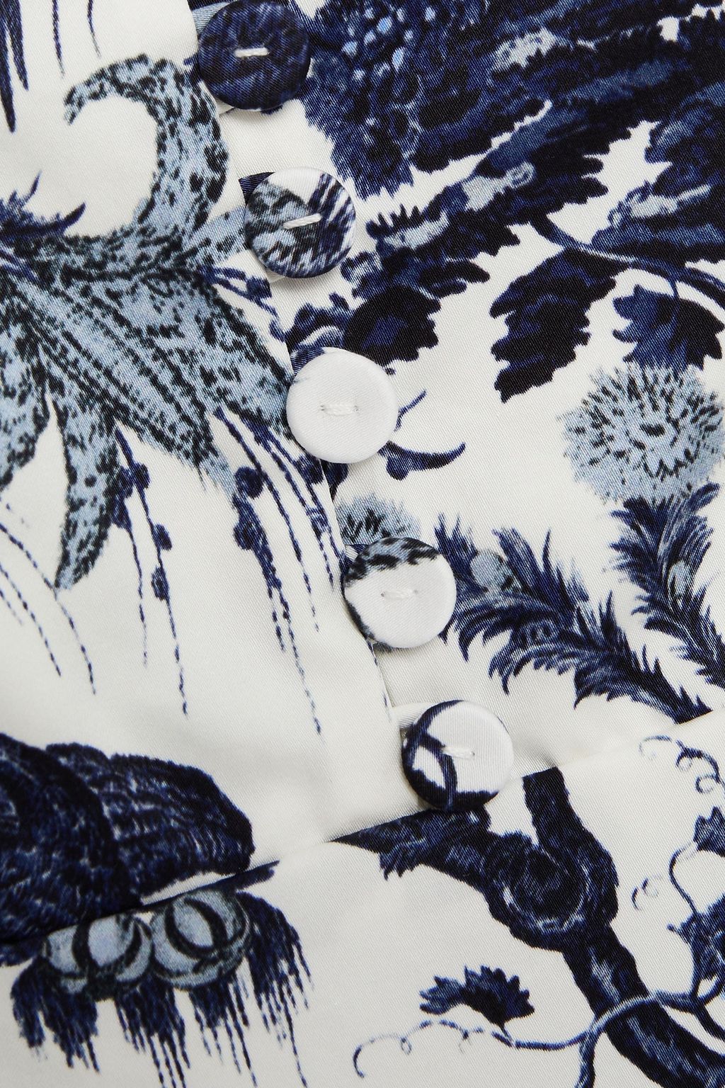 ERDEM Crocheted lace-trimmed printed cotton-sateen midi dress