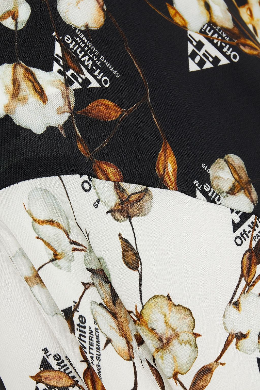 OFF-WHITE™ Asymmetric paneled printed crepe mini dress