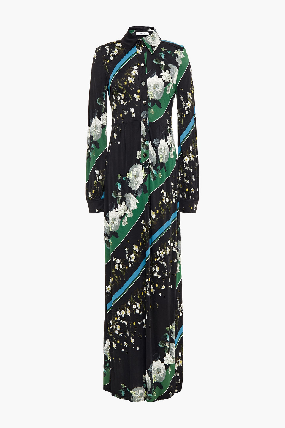 Erdem Woman Turina Floral-print Jersey Maxi Shirt Dress Black Size 16