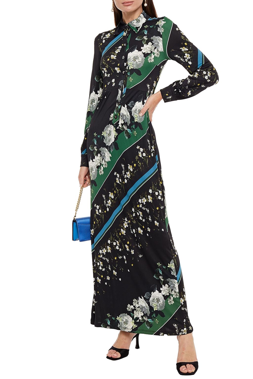 ERDEM Turina floral-print jersey maxi shirt dress