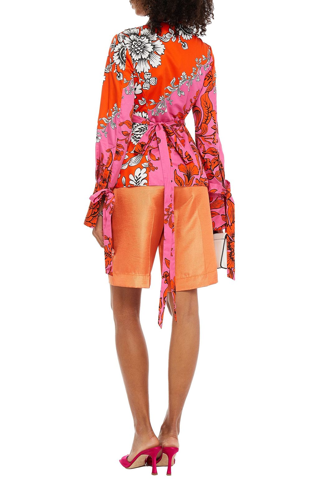 ERDEM Julio asymmetric tie-back floral-print cotton-sateen shirt