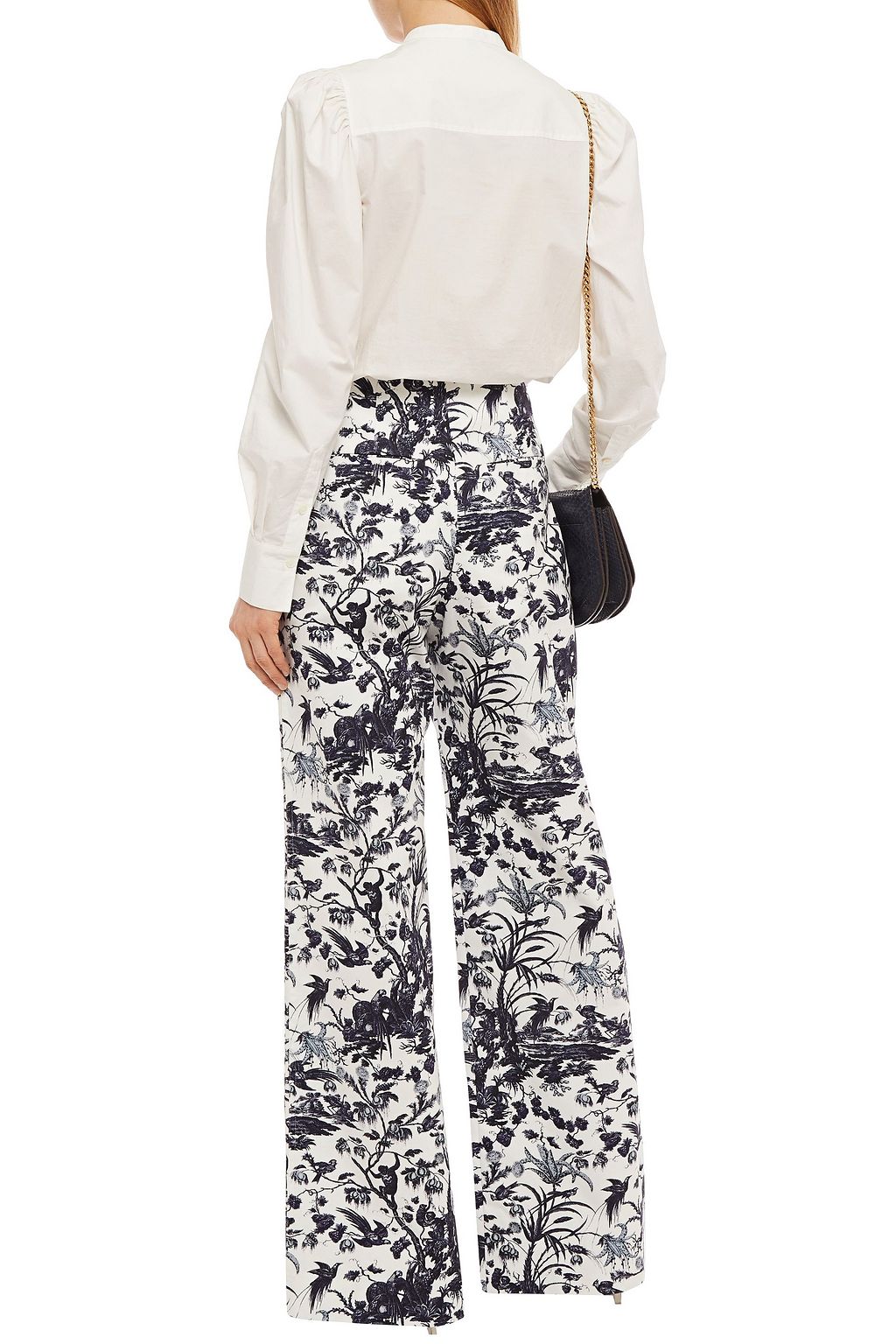 ERDEM Printed cotton-gabardine wide-let pants