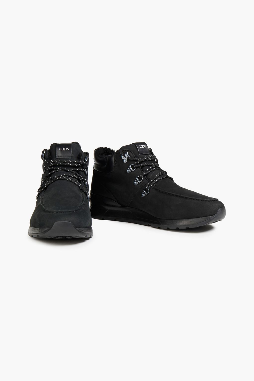 TOD'S Leather-trimmed suede desert boots