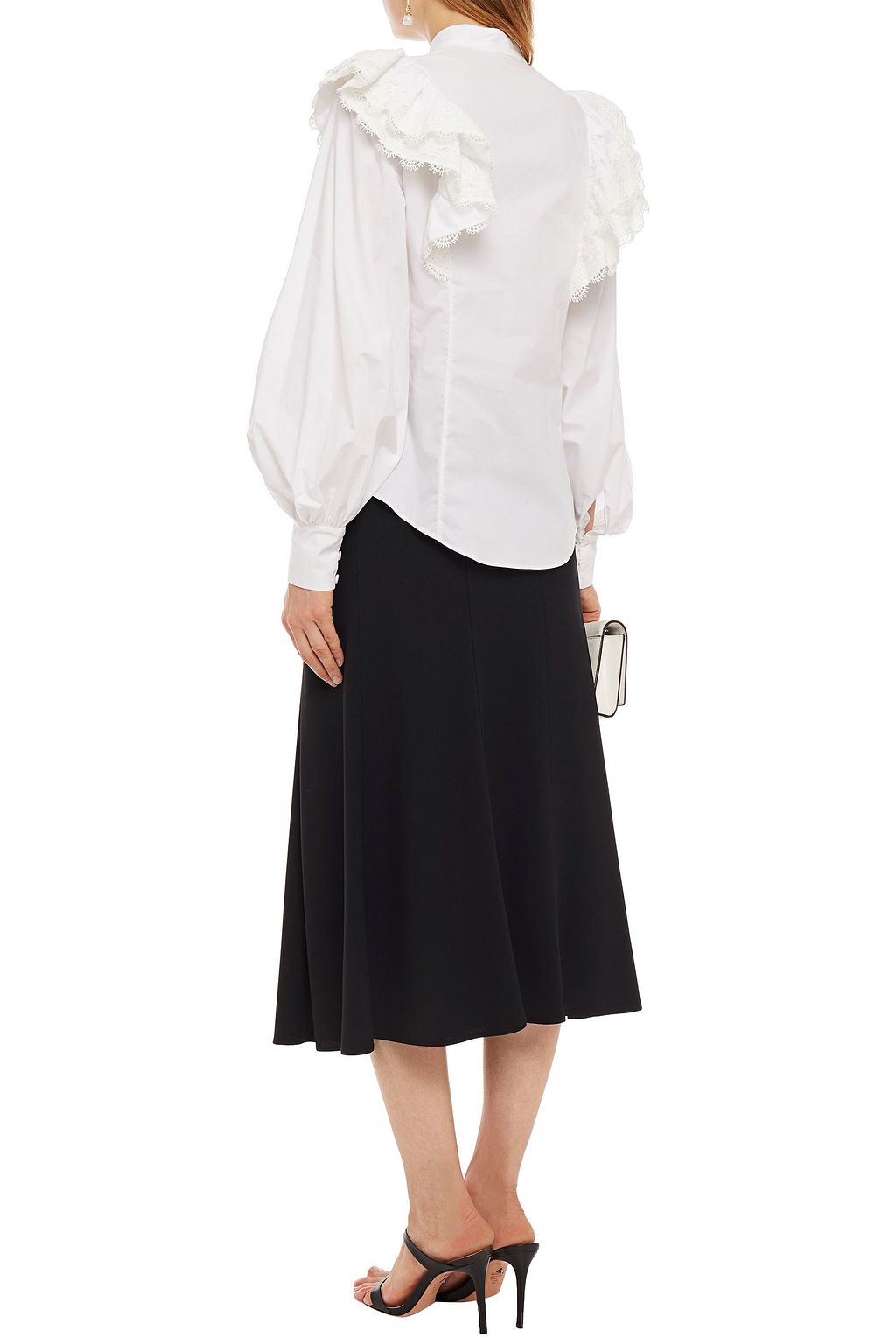 ERDEM Caterina ruffled crocheted lace-trimmed cotton-poplin blouse
