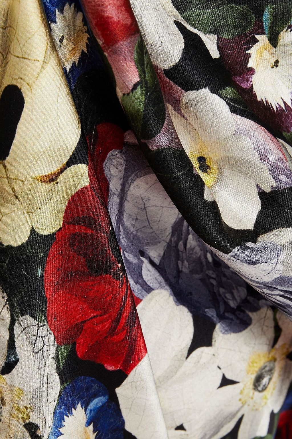 ERDEM Kamella button-embellished floral-print silk-satin top