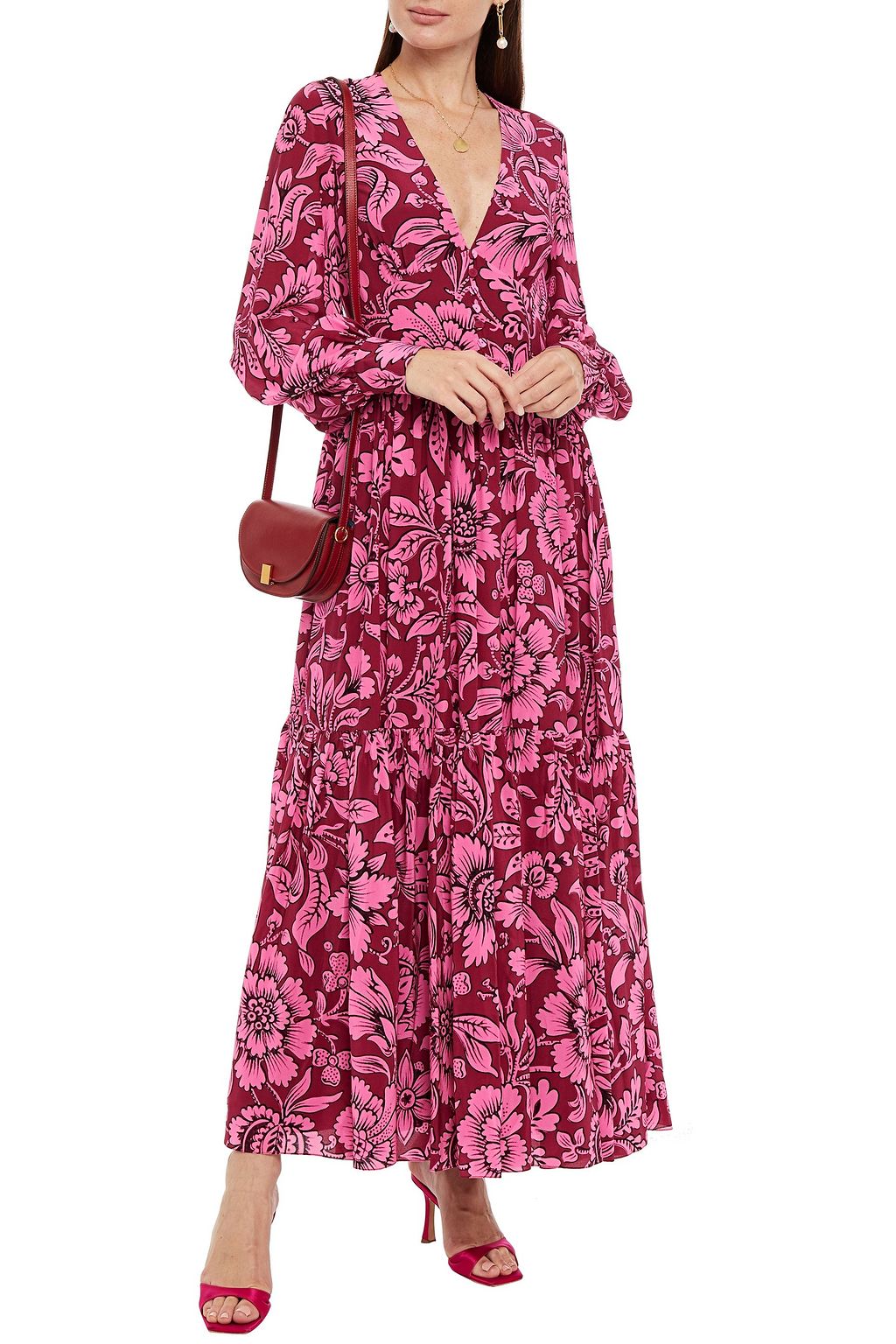 ERDEM Tabetha button-detailed floral-print silk crepe de chine gown