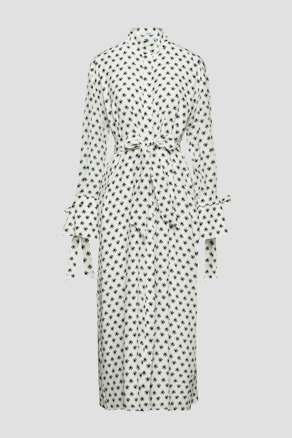 Erdem Woman Augustino Belted Floral-print Silk Crepe De Chine Midi Dress White Size 16